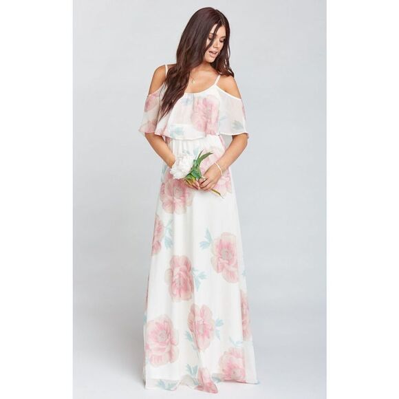 Show Me Your Mumu Caitlin Ruffle Maxi Dress Wedding Bells Floral XS - Picture 1 of 5
